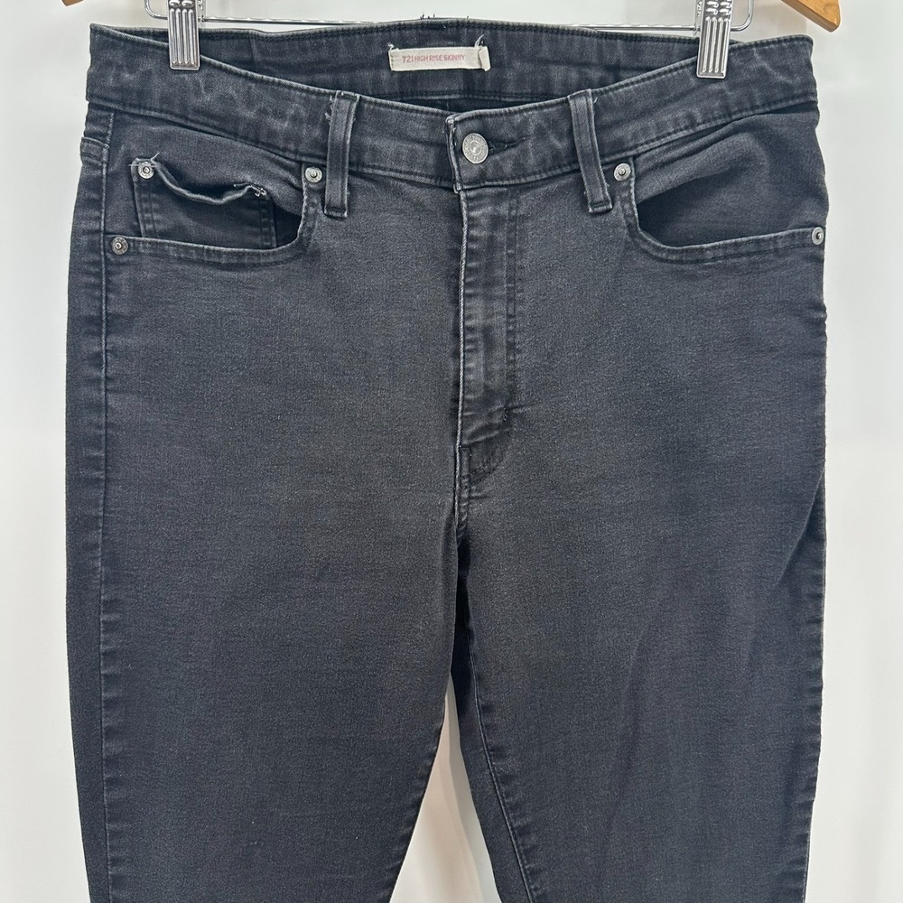 Levis 721‎ Jeans Womens 33x30 Black Denim High Rise Skinny Stretch Streetwear